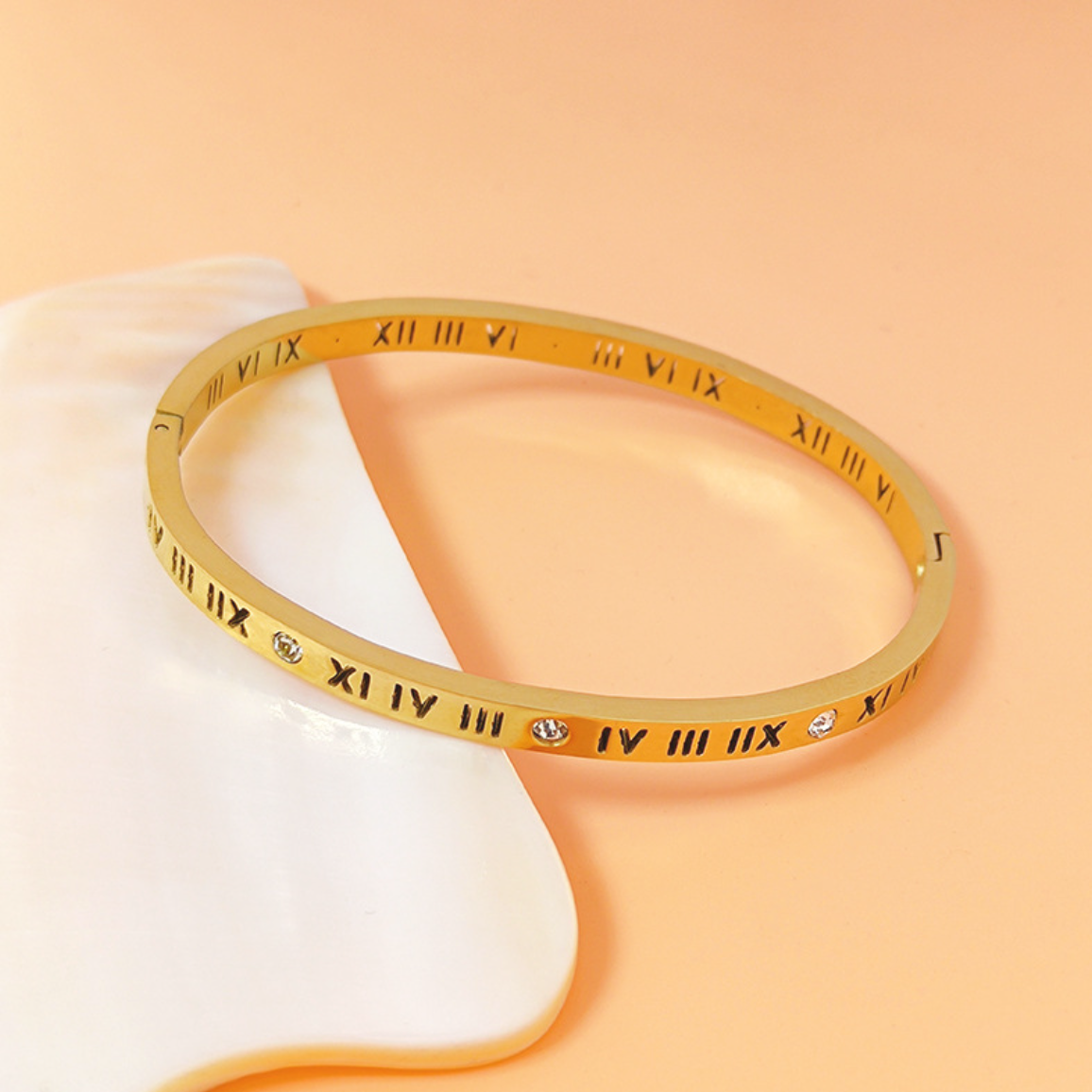 Women's Titanium Steel Roman Numeral Diamond Bracelet