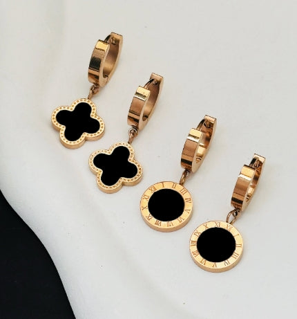 Roman Numerals Circle Round Cake Earrings